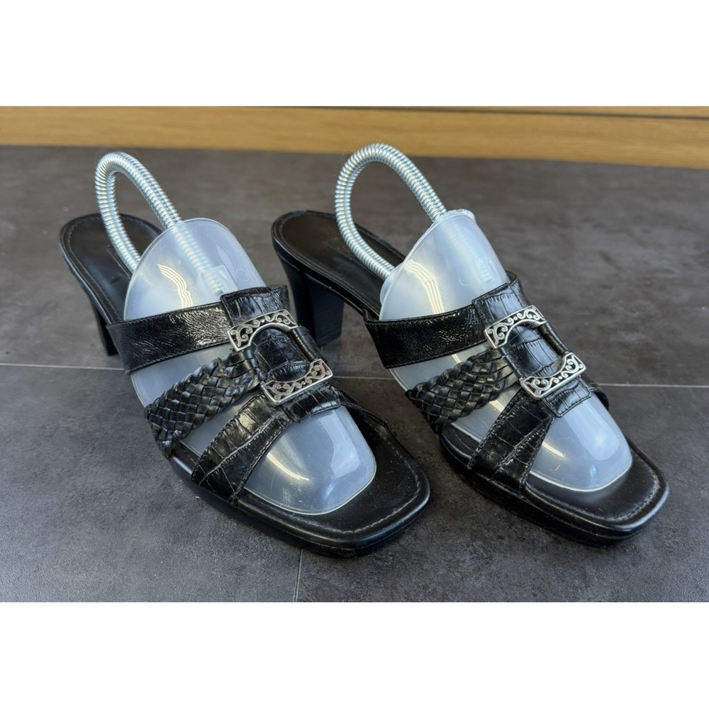 Brighton Women's Black Palace Leather Sandals w/silver Buckle Size 8.5 N